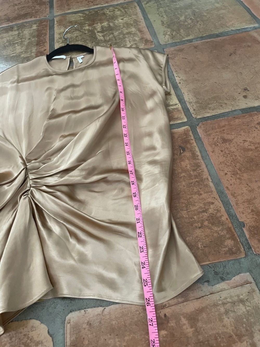 Price Drop 🔷 Helmut Lang Small Gold Bronze Satin Twist-Front Blouse - Picture 5 of 8